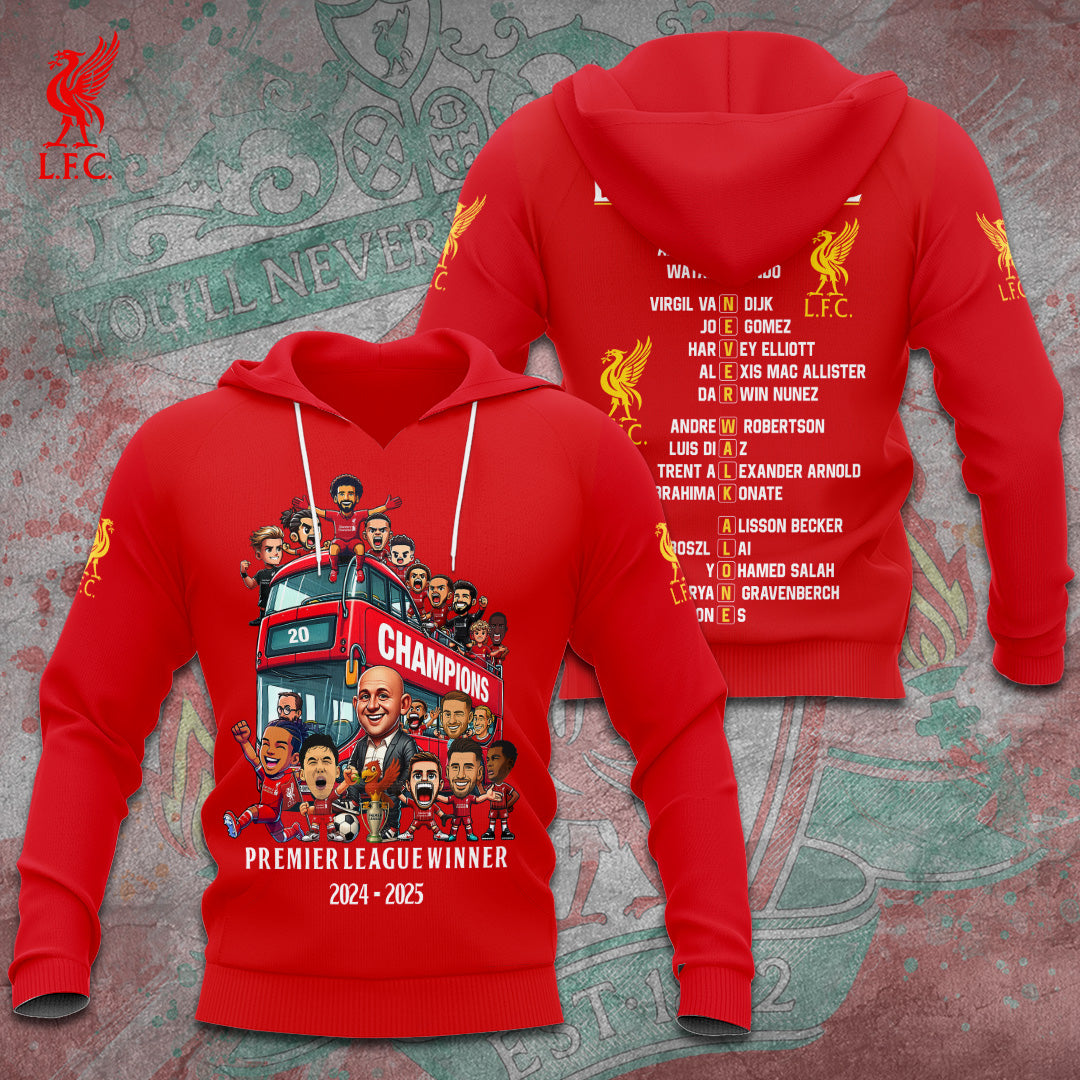 Liverpool FC 2024/25 Premier League Champions 3D Apparel – TANTN 12697
