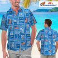 Los Angeles Chargers American Flag Patchwork Hawaiian Shirt