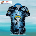 Los Angeles Chargers Black Ocean Shark Pattern Aloha Shirt