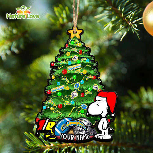 Los Angeles Chargers Custom Snoopy Peanuts Christmas Ornament Xmas Tree Decorations