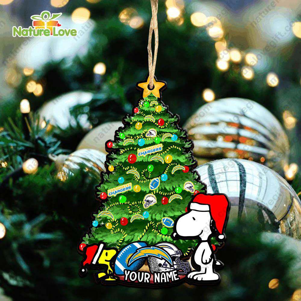 Los Angeles Chargers Custom Snoopy Peanuts Christmas Ornament Xmas Tree Decorations