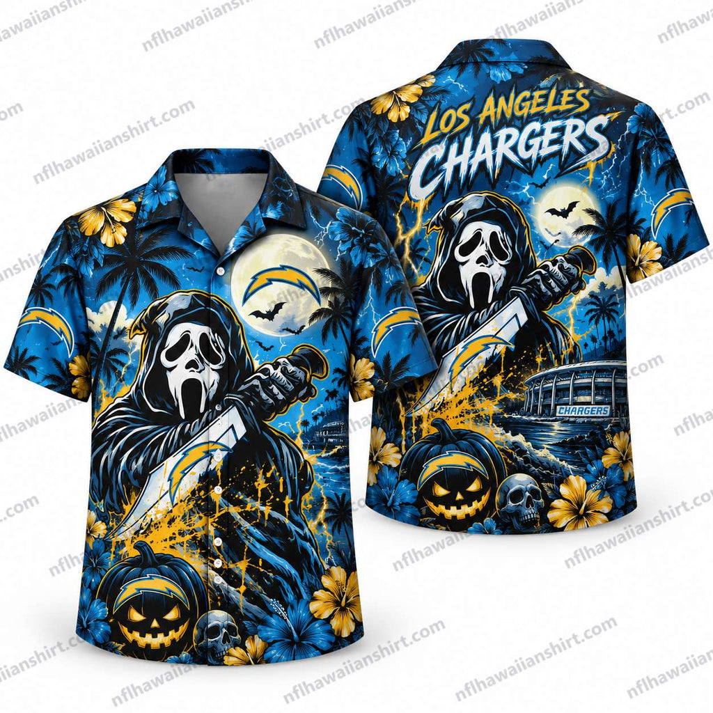 Los Angeles Chargers Ghostface Stadium Moonlight Halloween Hawaiian Shirt