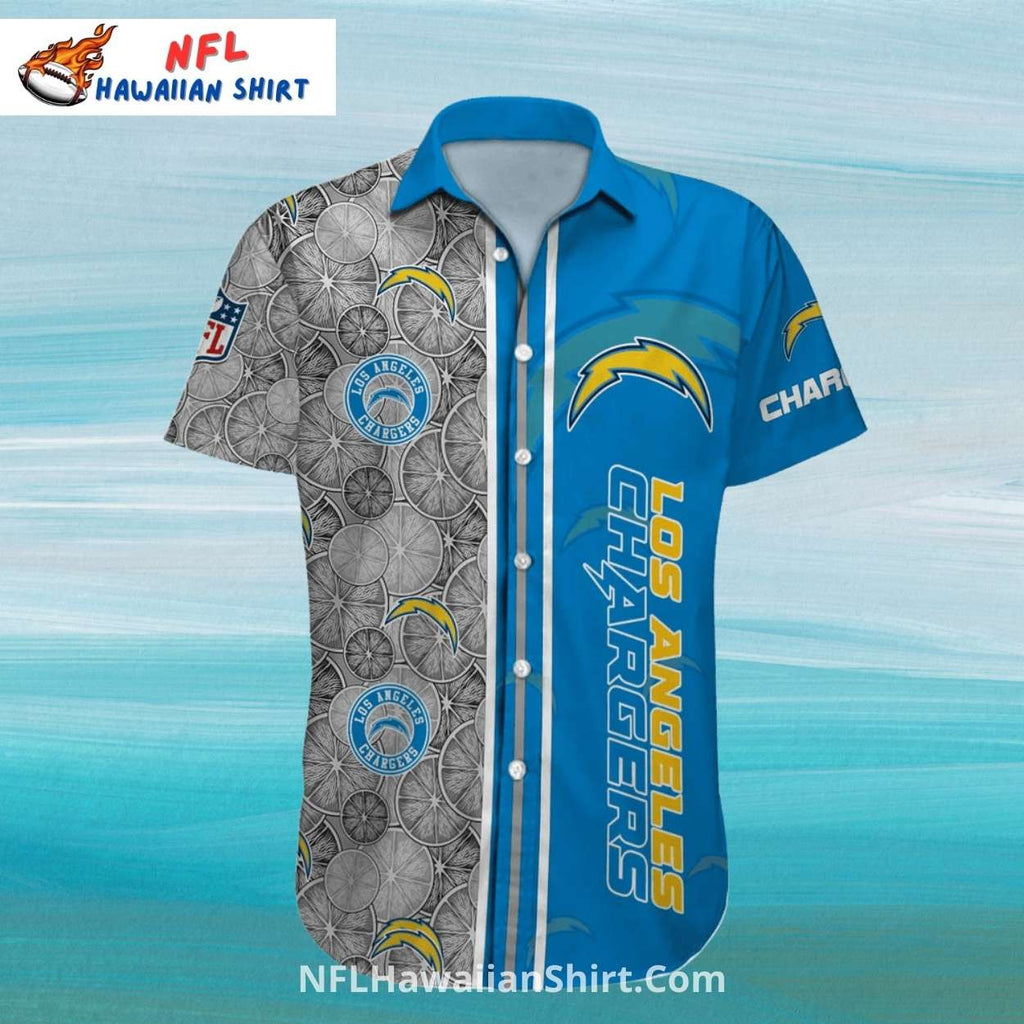 Los Angeles Chargers Half Gray And Blue Pattern Aloha Shirt