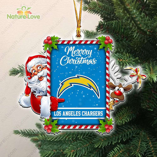 Los Angeles Chargers Santa Reindeer Funny Christmas Ornament NFL Gift