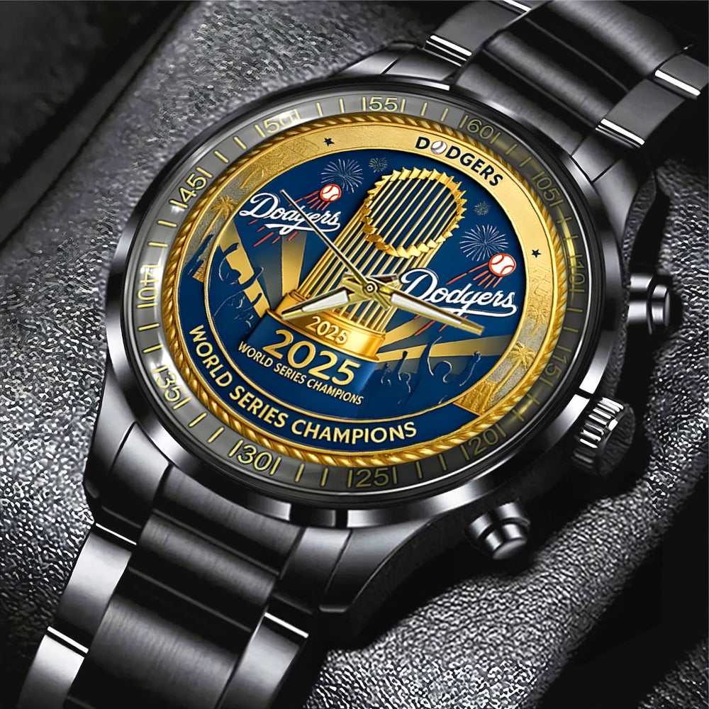 Los Angeles Dodgers 2025 World Series Champions Black Stainless Steel Watch - MAITM13635