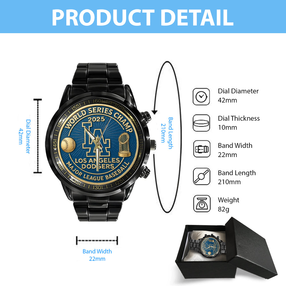 Los Angeles Dodgers World Series 2025 Black Stainless Steel Watch - TANTN18189