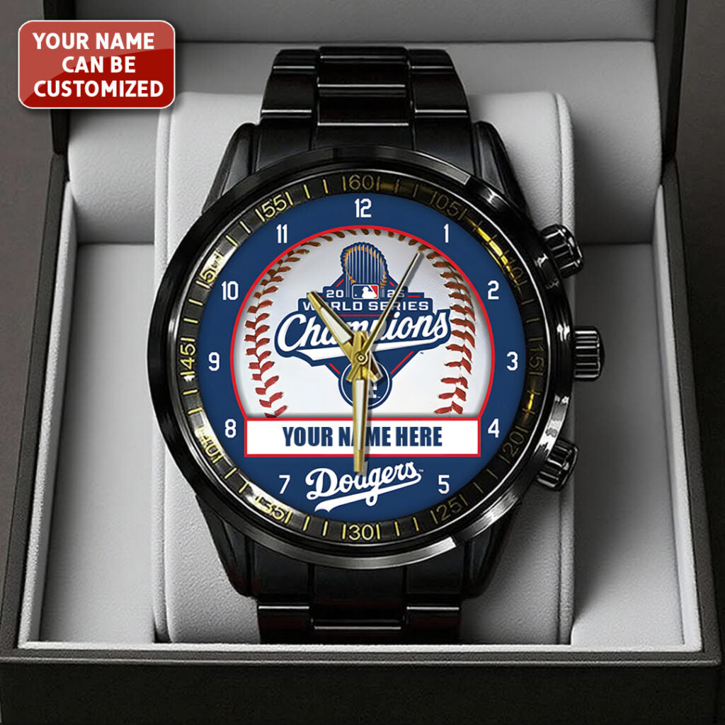 Personalized Los Angeles Dodgers World Series 2025 Black Stainless Steel Watch - TANTN18224