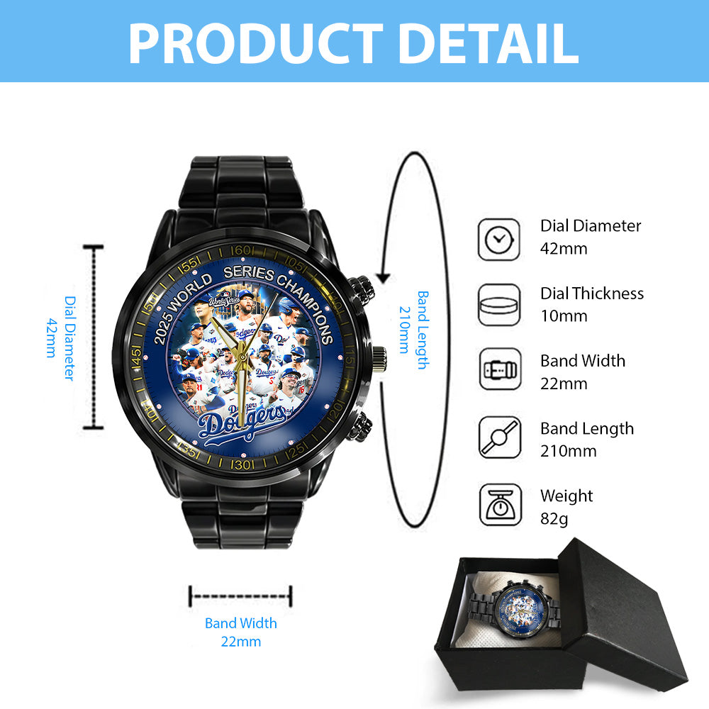 Los Angeles Dodgers World Series 2025 Black Stainless Steel Watch - TANTN18256