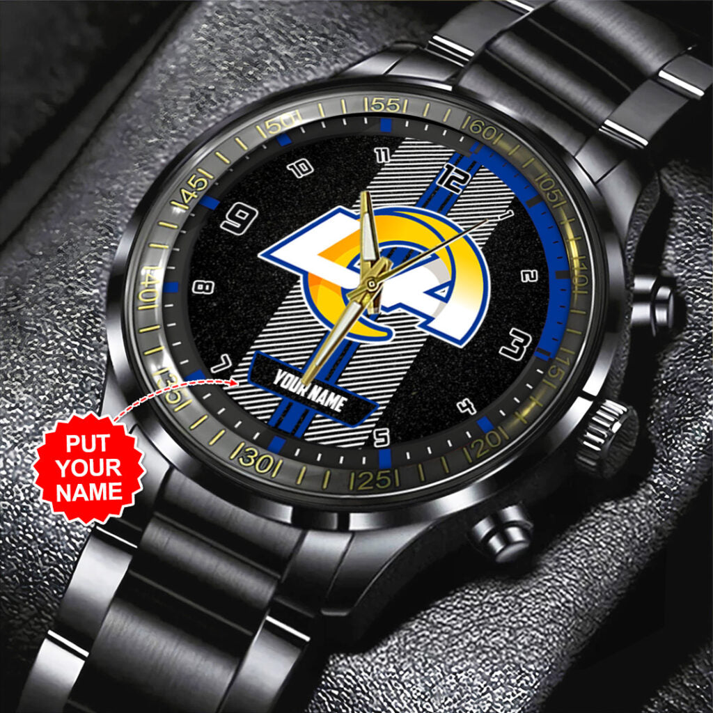 Personalized Los Angeles Rams Black Stainless Steel Watch - TANTN16017