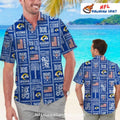 Los Angeles Rams American Flag And Patchwork Hawaiian Shirt