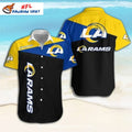 Los Angeles Rams Black And Gold Modern Split NFL Hawaiian Shirt