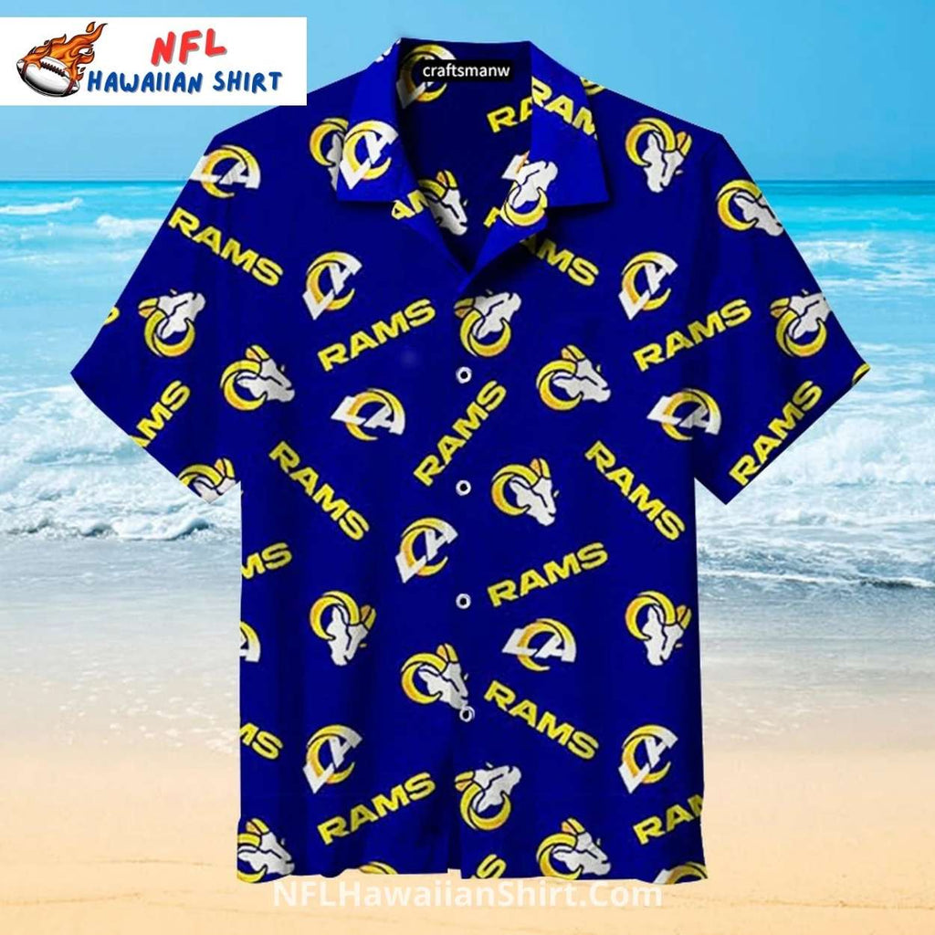Los Angeles Rams Blue Patterned Logo NFL Hawaiian Shirt