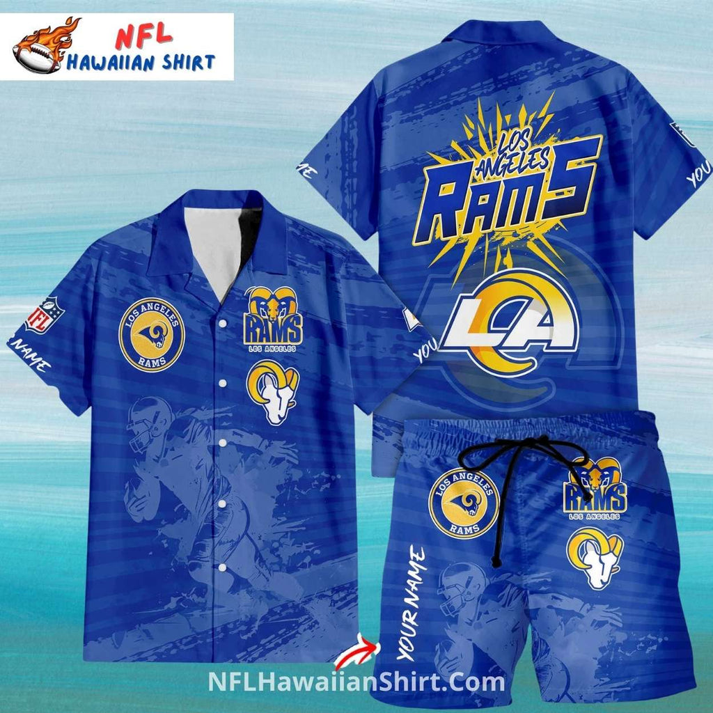 Los Angeles Rams Custom Name Blue Football Hawaiian Set