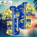 Los Angeles Rams Floral Patchwork Blue And Yellow Hawaiian Shirt