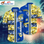 Los Angeles Rams Floral Patchwork Blue And Yellow Hawaiian Shirt