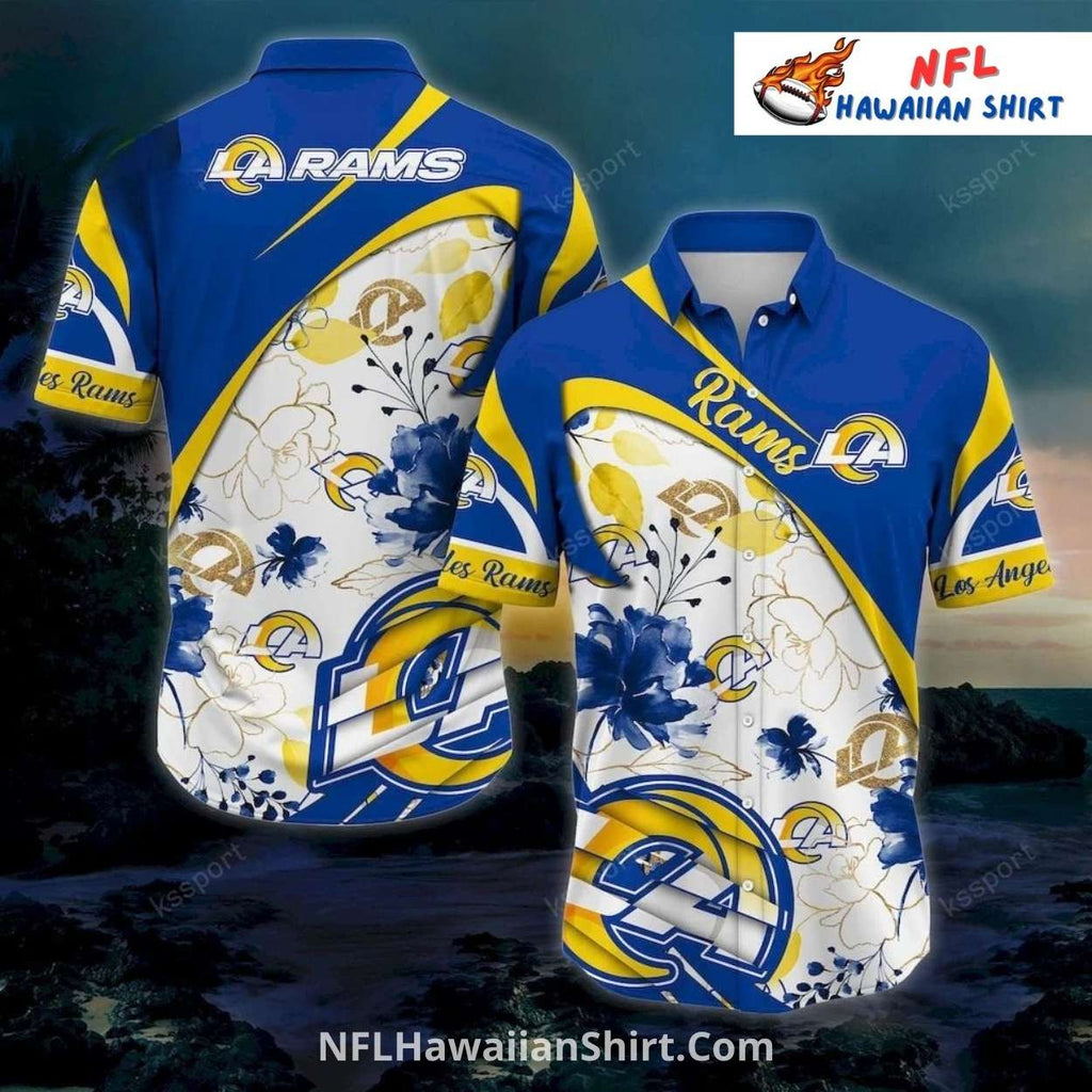 Los Angeles Rams Gold And Blue Floral Split NFL Hawaiian Shirt