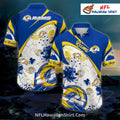 Los Angeles Rams Gold And Blue Floral Split NFL Hawaiian Shirt