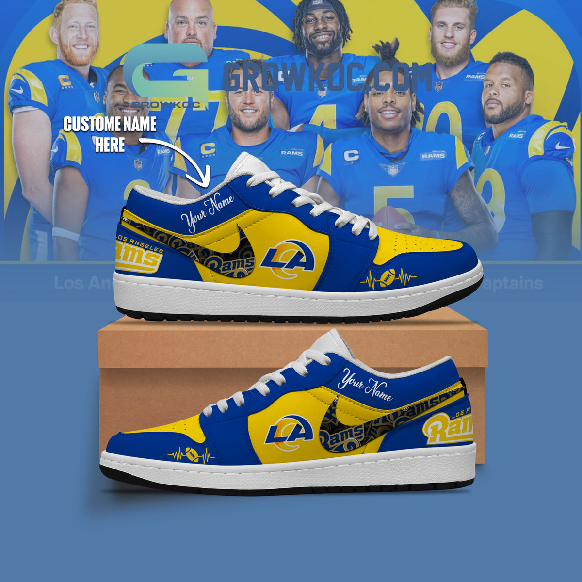 Los Angeles Rams NFL Personalized Air Jordan 1 Shoes
