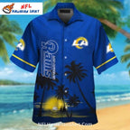 Los Angeles Rams Night Sunset Palm Tree Beach Hawaiian Shirt
