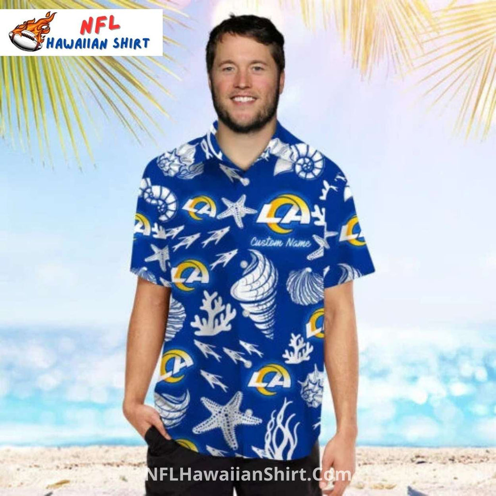 Los Angeles Rams Ocean Theme Starfish And Shells Custom Name Shirt