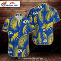 Los Angeles Rams Palm Leaves Blue Yellow Aloha Hawaiian Shirt