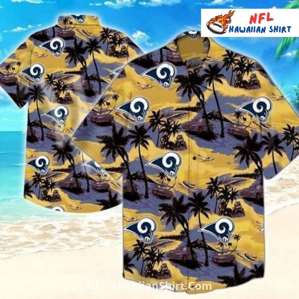 Los Angeles Rams Palm Tree Beach Golden Brown Aloha Shirt