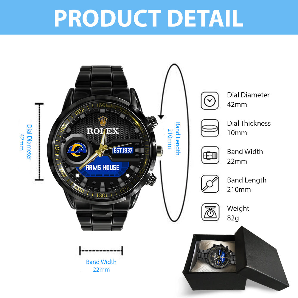 Los Angeles Rams x Rolex Black Stainless Steel Watch - MAITM13213