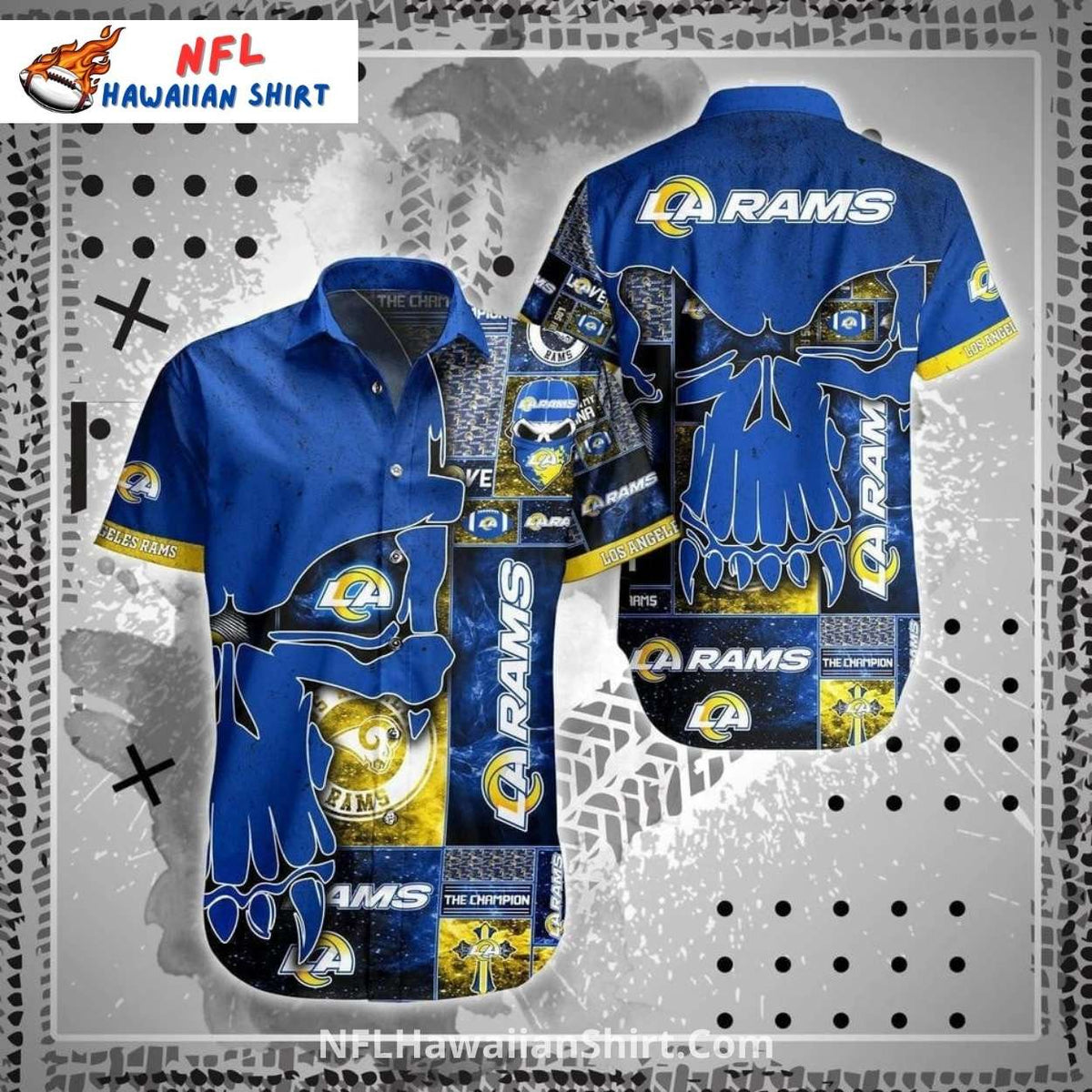 Los Angeles Rams Skull And Claw Graphic Dark Hawaiian Shirt