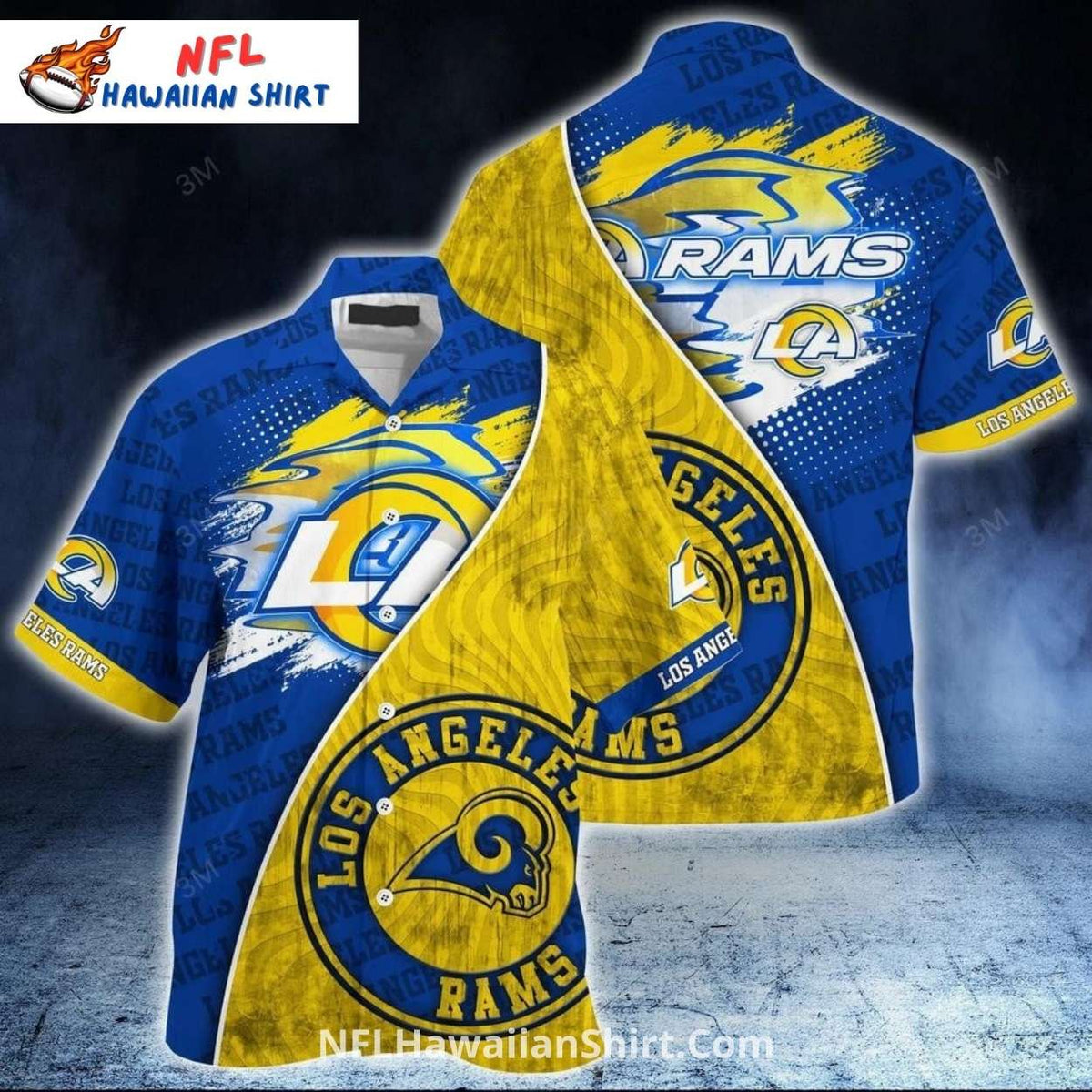 Los Angeles Rams Split Design Vintage Logo NFL Hawaiian Shirt