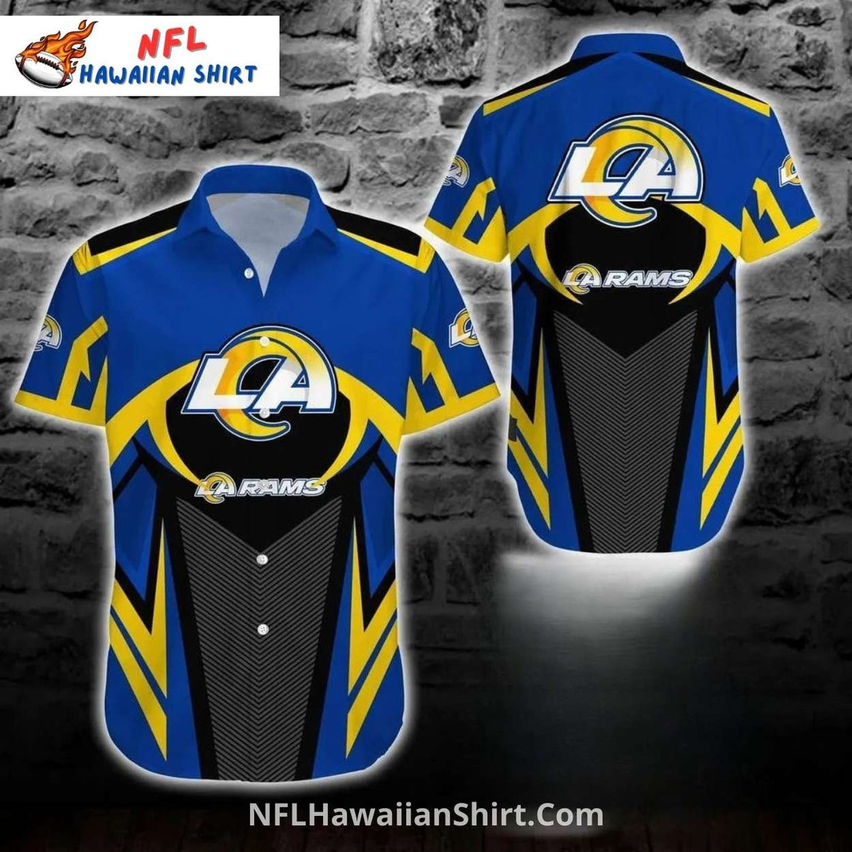 Los Angeles Rams Thunderbolt Black And Blue Hawaiian Set