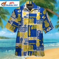 Los Angeles Rams Tribal Geometric Blue And Gold Hawaiian Shirt