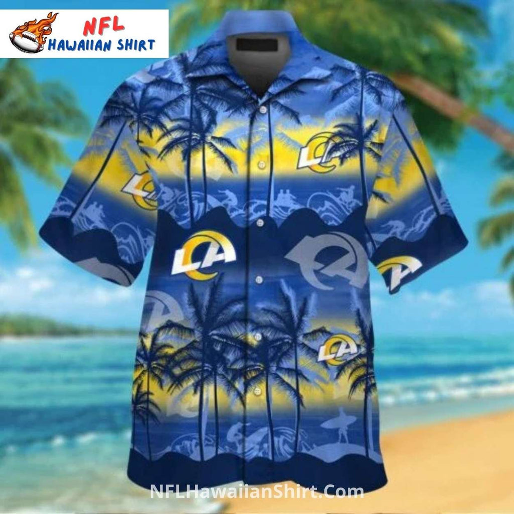 Los Angeles Rams Tropical Sunset Palm Tree Beach Hawaiian Shirt