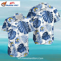 Los Angeles Rams White And Blue Monstera Leaf NFL Aloha Shirt