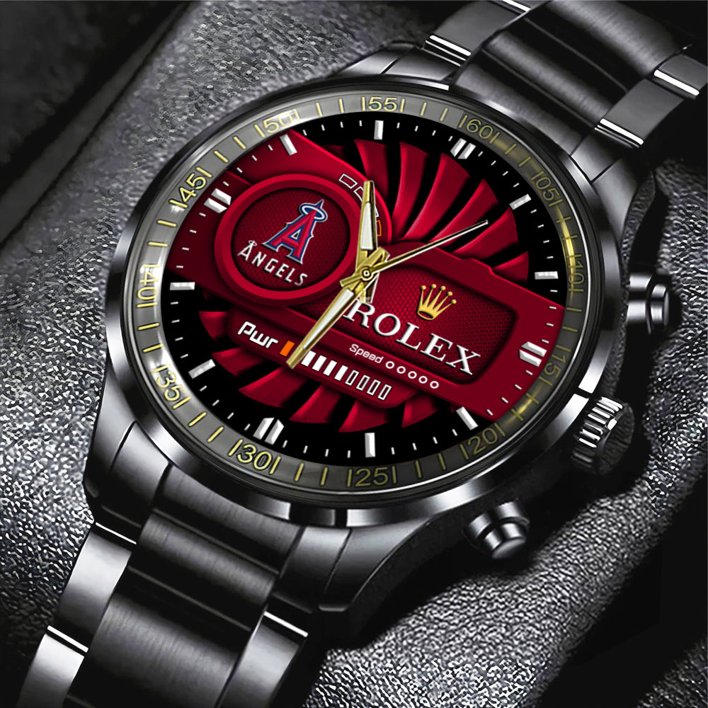 Los Angeles Angels Black Stainless Steel Watch - MAITM13435