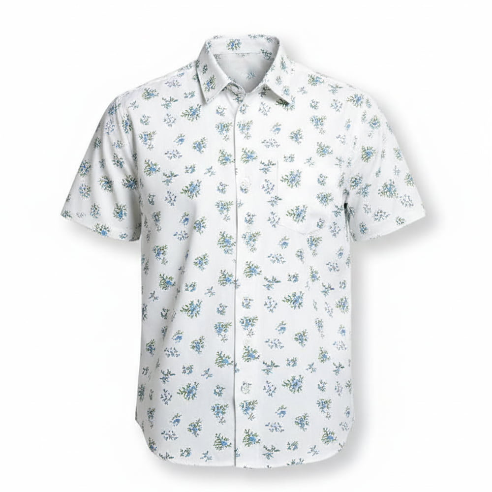 Luigi Mangione Spring Summer Blue Disty Floral Shirt