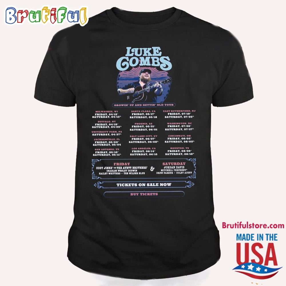 Luke Combs 2024 Tour Growing Up and Getting Old Shirt, Luke Combs Shirt, Luke Combs Merch T Shirt