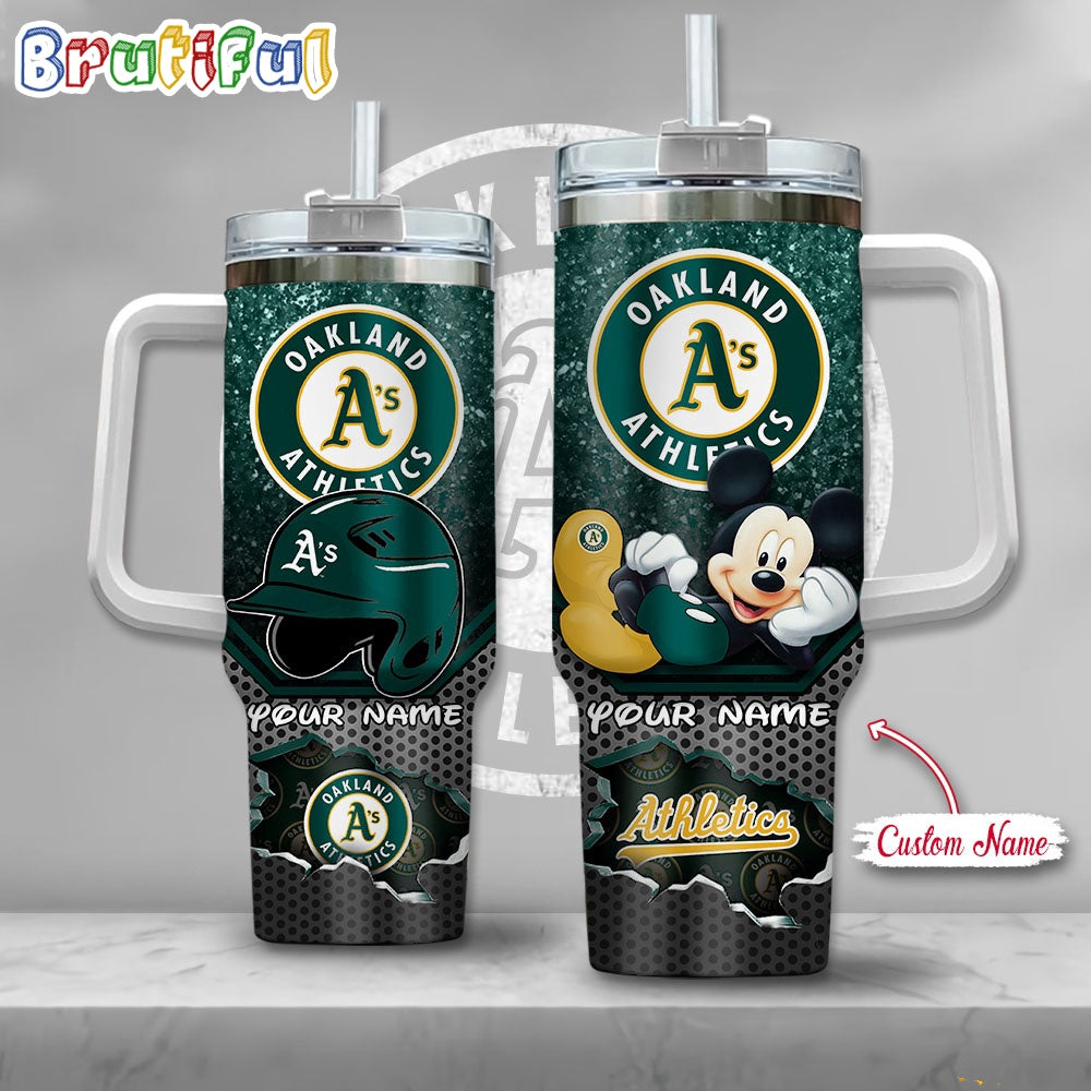 MLB Oakland Athletics Tumbler Mickey Mouse Customzed Handle Cup