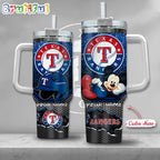 MLB Texas Rangers Tumbler Mickey Mouse Customzed Handle Cup