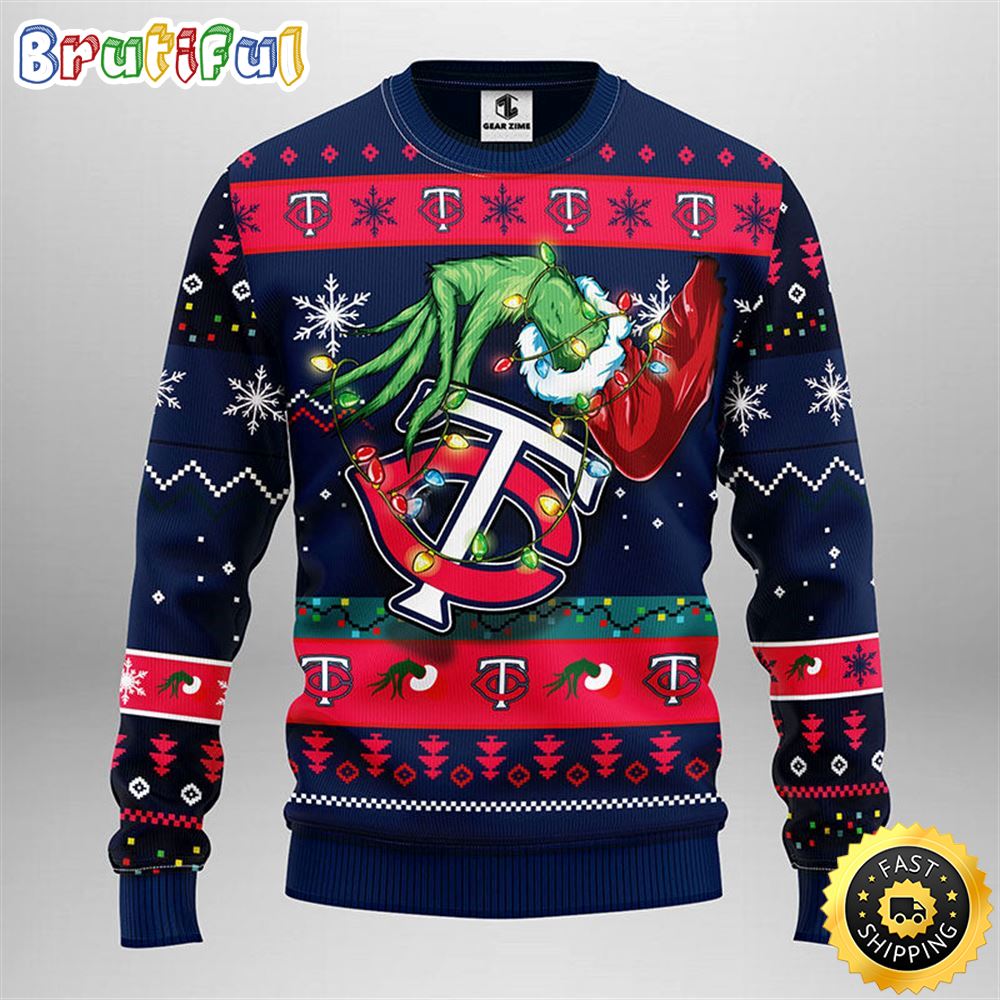 MLB Minnesota Twins Christmas Ugly Sweater Grinch Gift For Baseball Fans