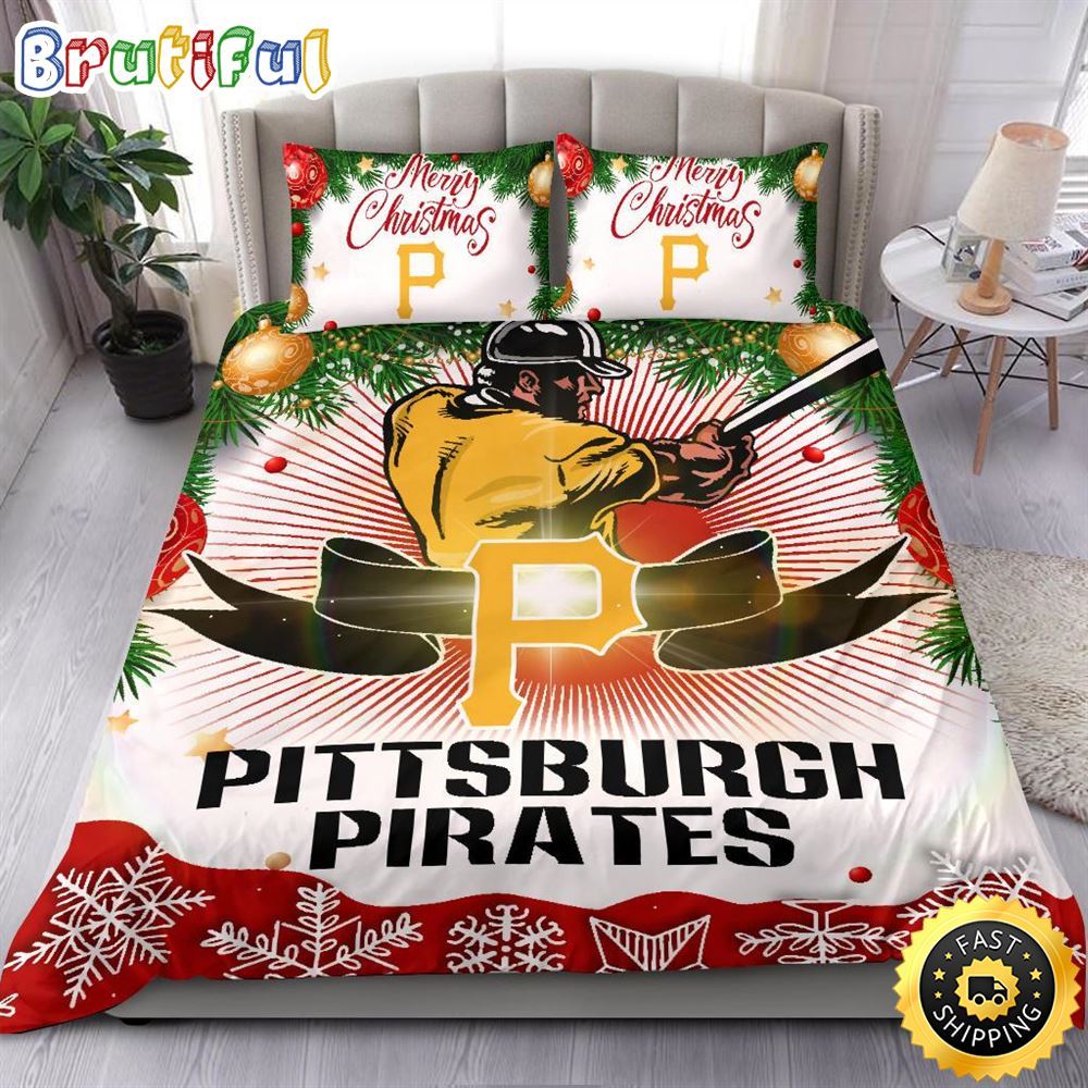 MLB Pittsburgh Pirates Bedding Sets Merry Christmas Quilt Bedding Sets
