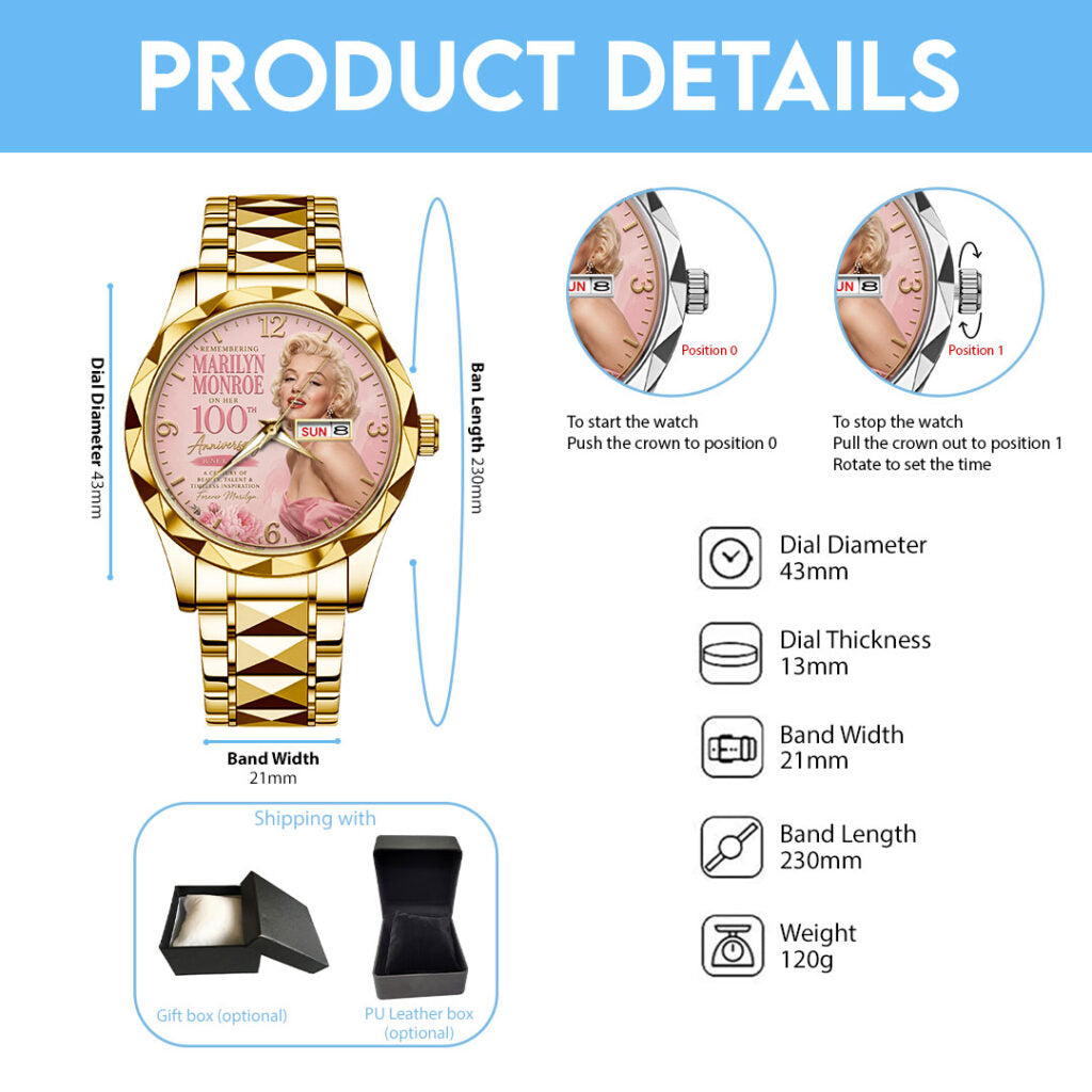 Marilyn Monroe 100th Anniversary Alloy Luxury Quartz Watch - TMTHU7665