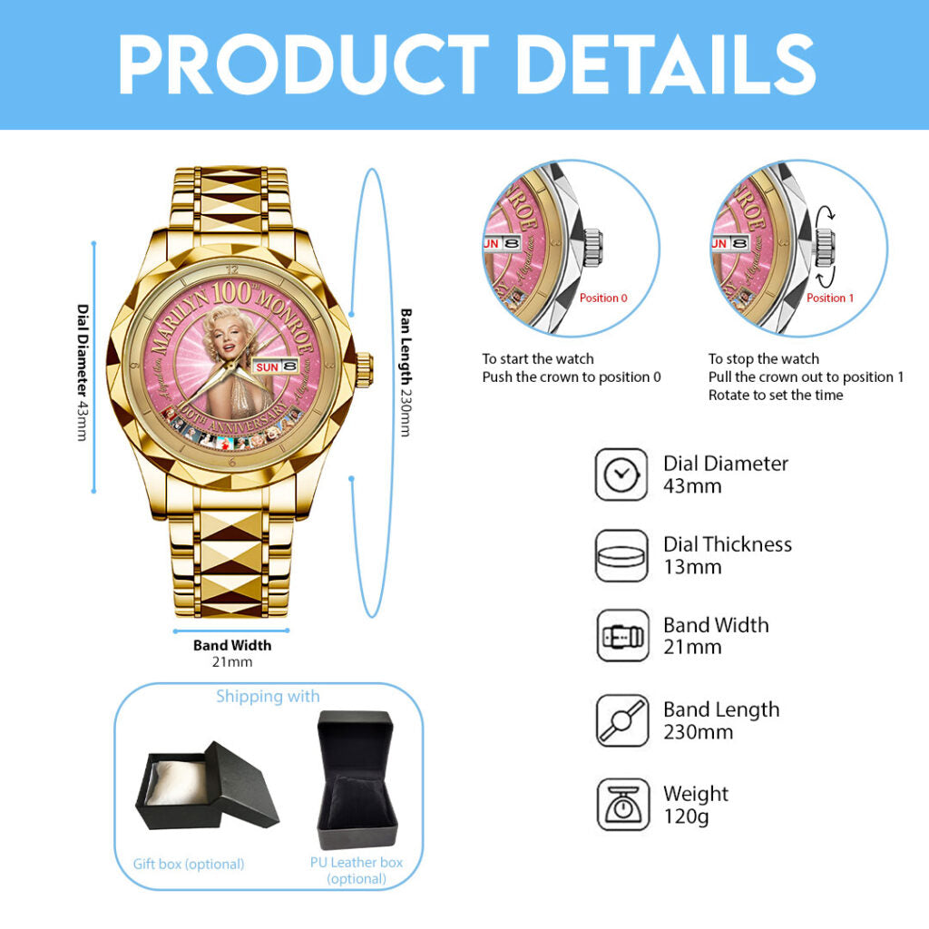 Marilyn Monroe 100th Anniversary Alloy Luxury Quartz Watch - TMTHU7666