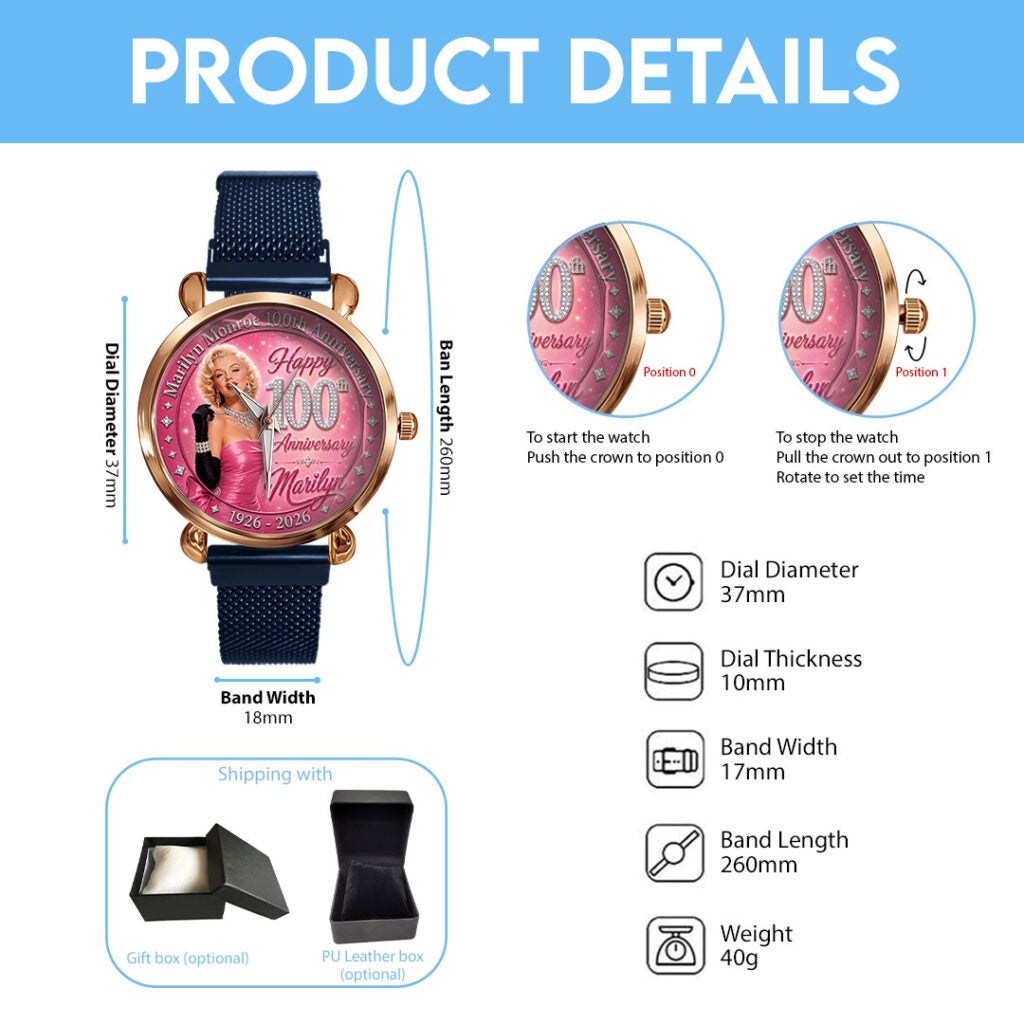 Marilyn Monroe 100th Anniversary Mesh Strap Quartz Watch - TMTHU7774