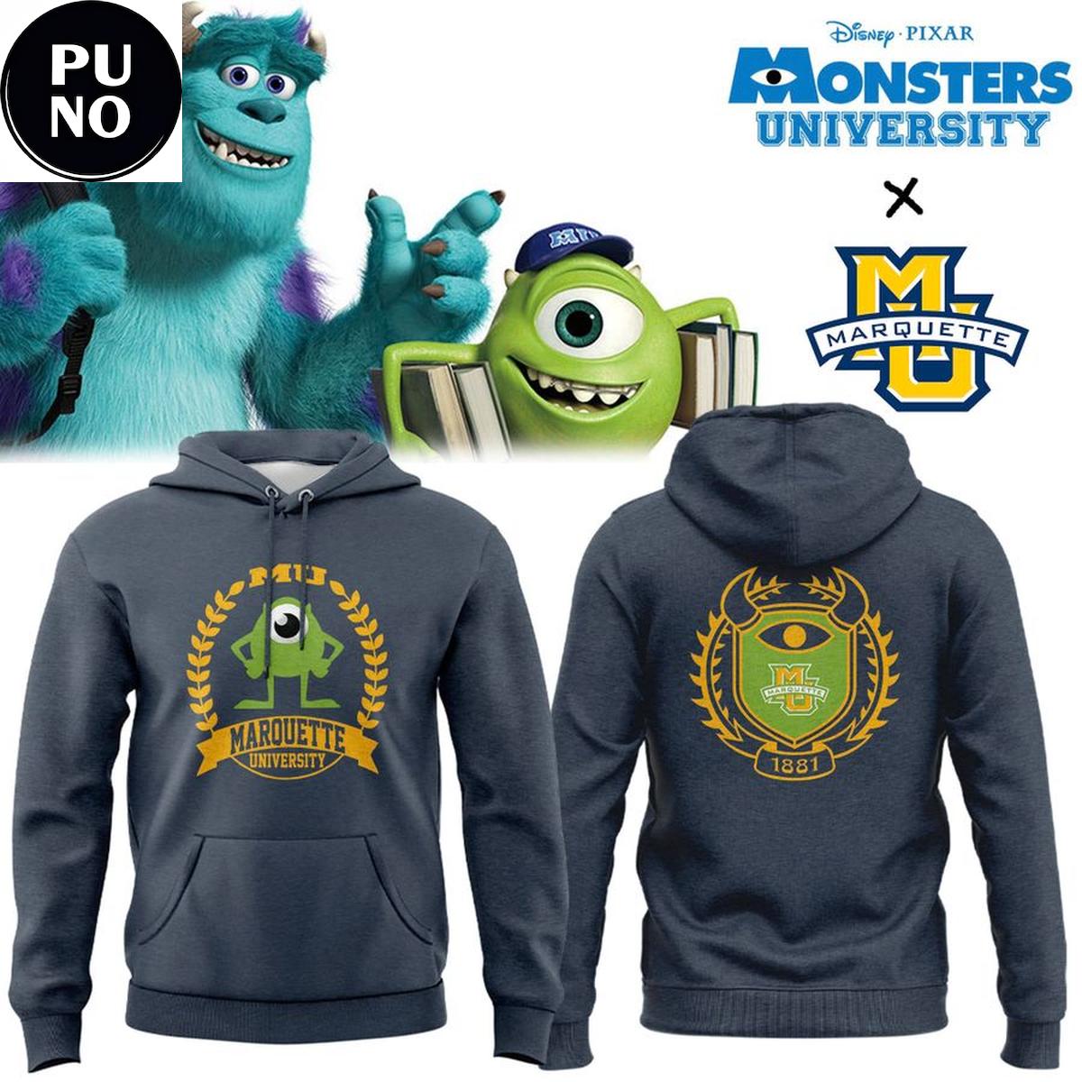 Marquette Golden Eagles x Monsters University Mike Wazowski Hoodie T-Shirt