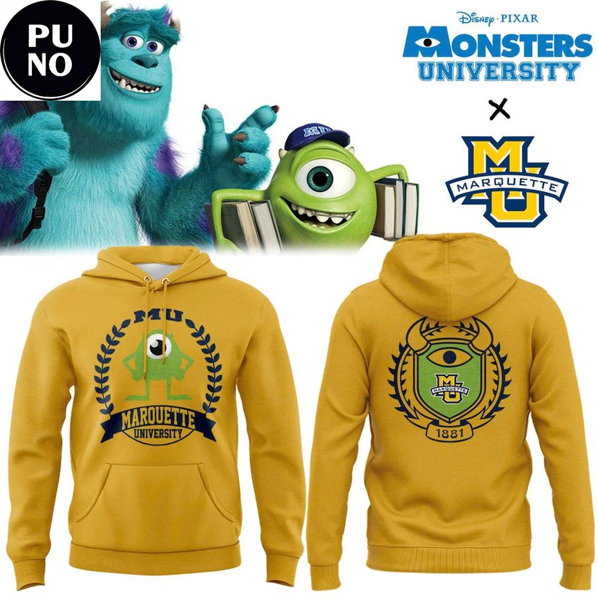 Marquette Golden Eagles x Monsters University Mike Wazowski Hoodie T-Shirt