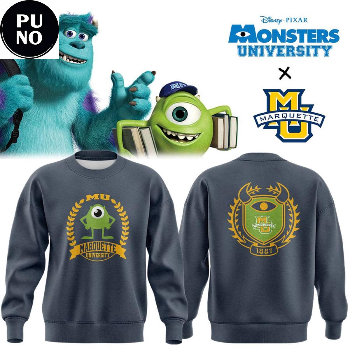 Marquette Golden Eagles x Monsters University Mike Wazowski Hoodie T-Shirt