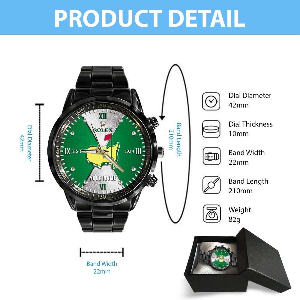 Personalized Masters Tournament x Rolex Black Stainless Steel Watch - MAITM 10535