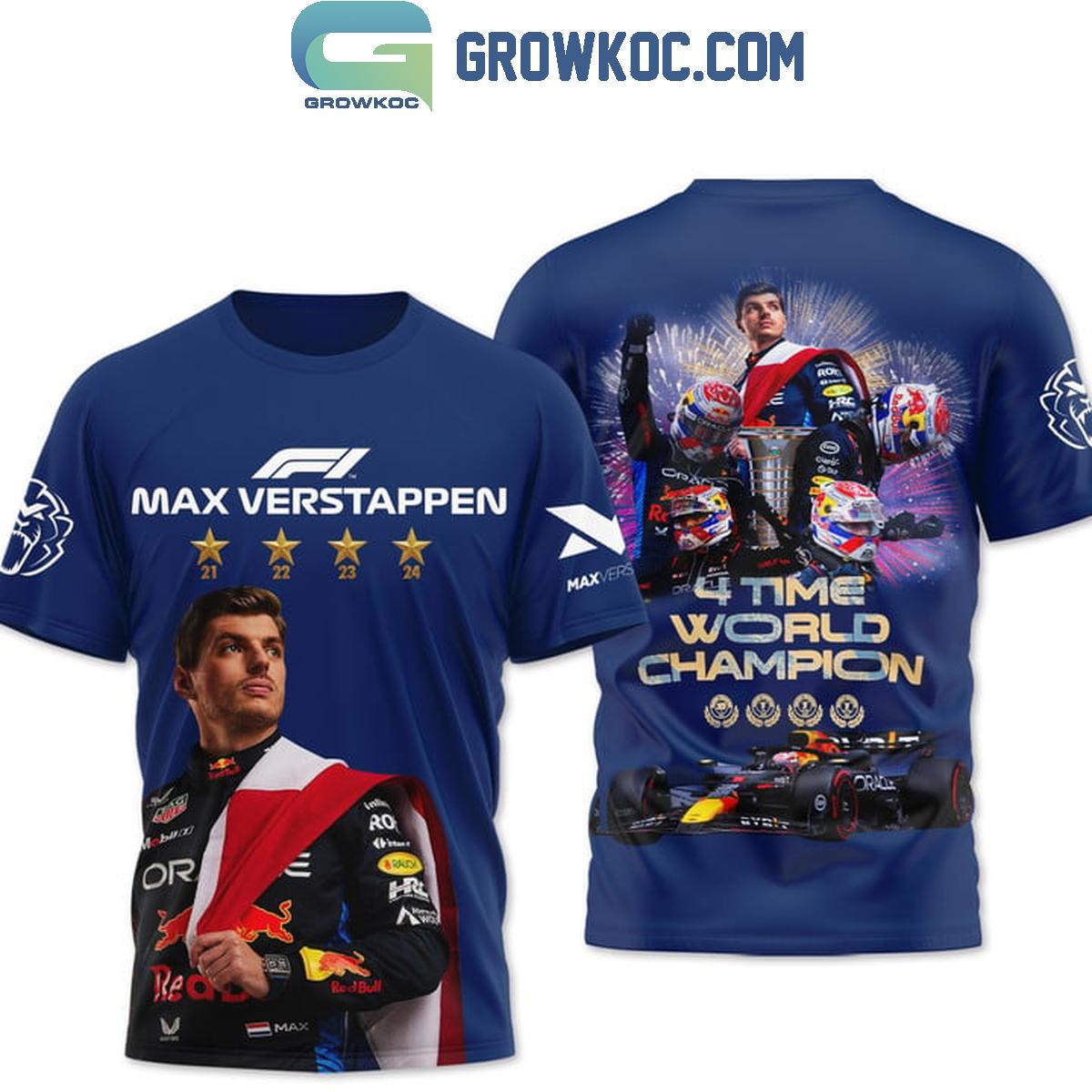 Max Verstappen 4 Time World Champions With Red Bull Racing Hoodie T-Shirt