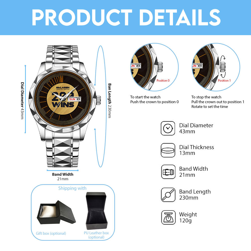 McLaren Formula 1 Team 200 WINS Alloy Luxury Quartz Watch - TANTN17392