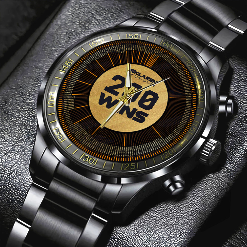 McLaren Formula 1 Team 200 WINS Black Stainless Steel Watch - TANTN17393